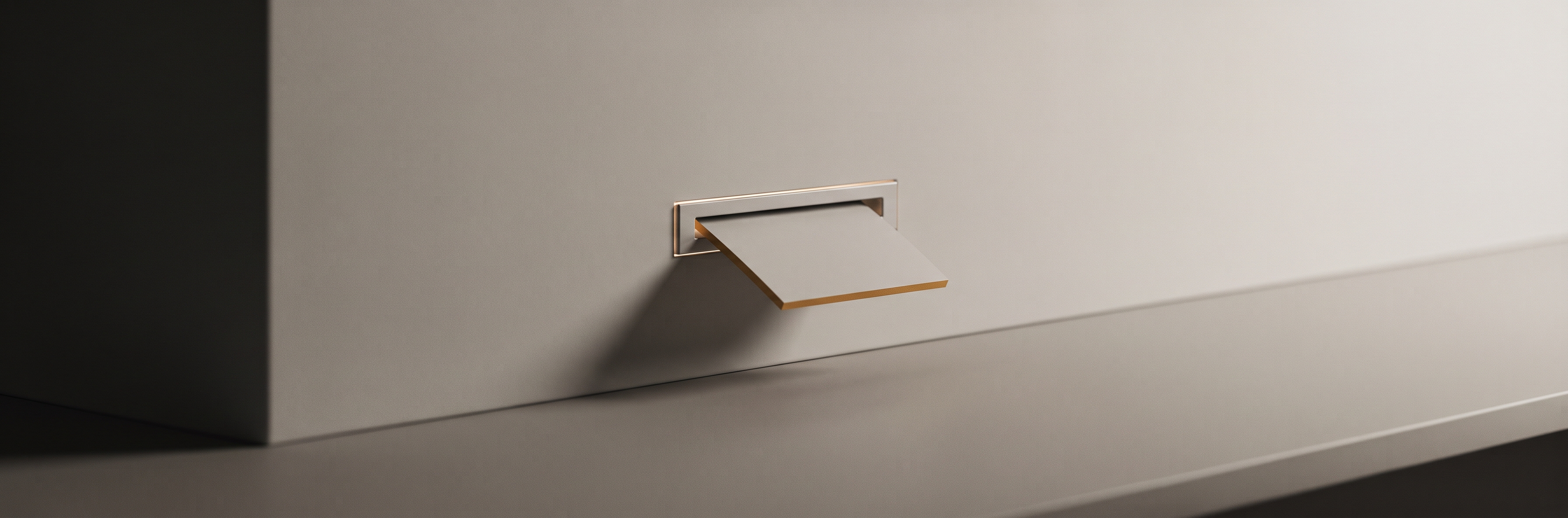 A thick windowless wall with a small slot at chest height, through which a pale card is emerging halfway.